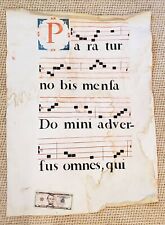 Huge Antique Antiphonal Religious Sheet on Vellum Roman Catholic Choir Music