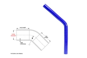 10" Leg, HPS 1 3/8" (35mm) 4-Ply Silicone 45 Degree Elbow Coupler Hose BLUE - Bild 1 von 1