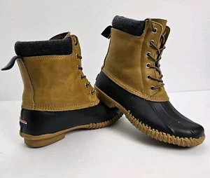 TOMMY HILFIGER Russel Lace-Up Waterproof Rain Boots Snow Duck Womens Sz 6 - Picture 1 of 6