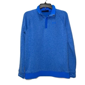 Under Armour Boys Size XL Solid Blue 1/4 Button Loose Sweater Pullover Logo - Picture 1 of 7