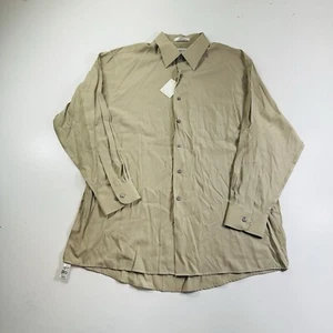 Van Heusen Super Silk Button Down Shirt Long Sleeve Beige Mens Size XL Brand New - Picture 1 of 8