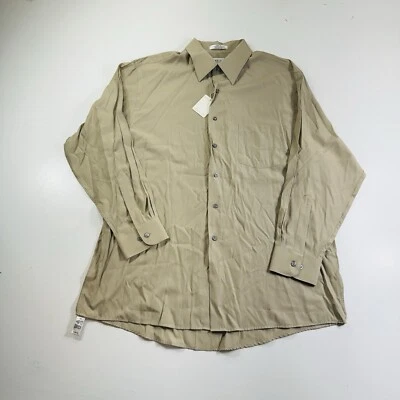 Van Heusen Super Silk Button Down Shirt Long Sleeve Beige Mens Size XL Brand New - Image 1 of 4