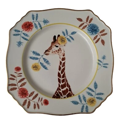 Lou Rota Nature Table Anthropologie Giraffe Square Salad Dessert Plate 9.5" - Image 1 of 4