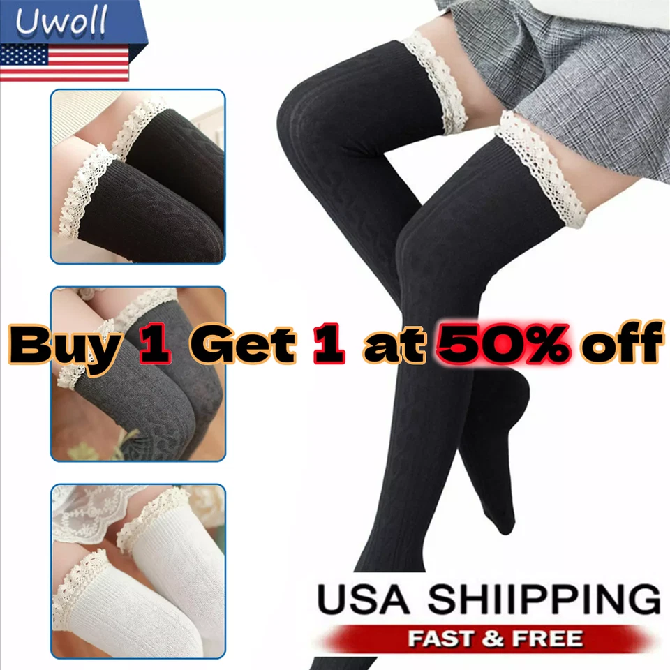 Novas meias quentes femininas femininas coxa alta acima do joelho - Imagem 1 de 4