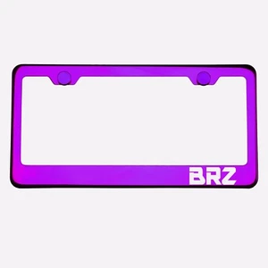 Marco de placa de matrícula púrpura cromado BRZ tapa de tornillo de metal grabado con láser - Imagen 1 de 8