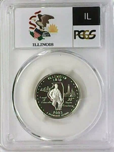 2003-S 25C State Quarter Illinois PCGS PR69 DCAM 90% Silver 22llau0507 - Picture 1 of 4