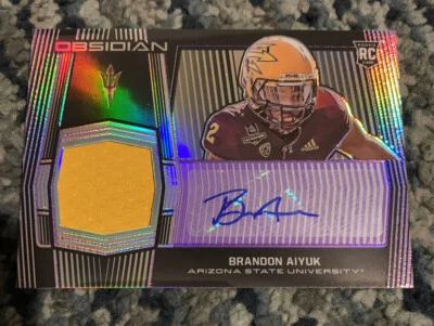 BRANDON AIYUK 2020 Panini OBSIDIAN DRAFT PURPLE PATCH AUTO Rookie RC /25 - Image 1 of 2