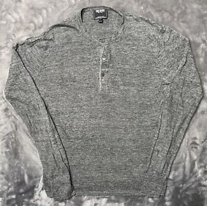 Todd Snyder 100% Linen Henley Long Sleeve Shirt Men Medium Gray Knit Lightweight