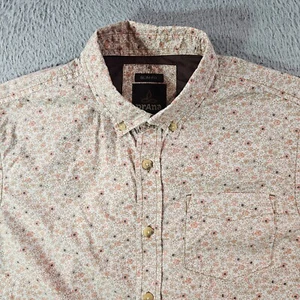 Prana Slim Fit Shirt Men Small Short Sleeve Pocket Geometric Print Multicolor - Picture 1 of 10