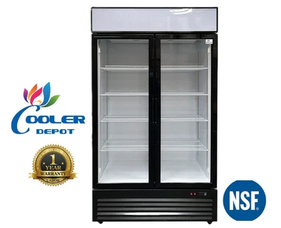 COOLER DEPOT NEW 44" Commercial Merchandiser Refrigerator Two Glass Door Cooler Display NSF