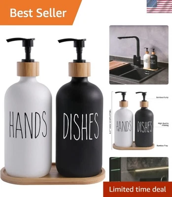 Soap Dispenser Set Hand and Dish Soap Pump Reusable Glass Farmhouse Decor - Image 1 of 4