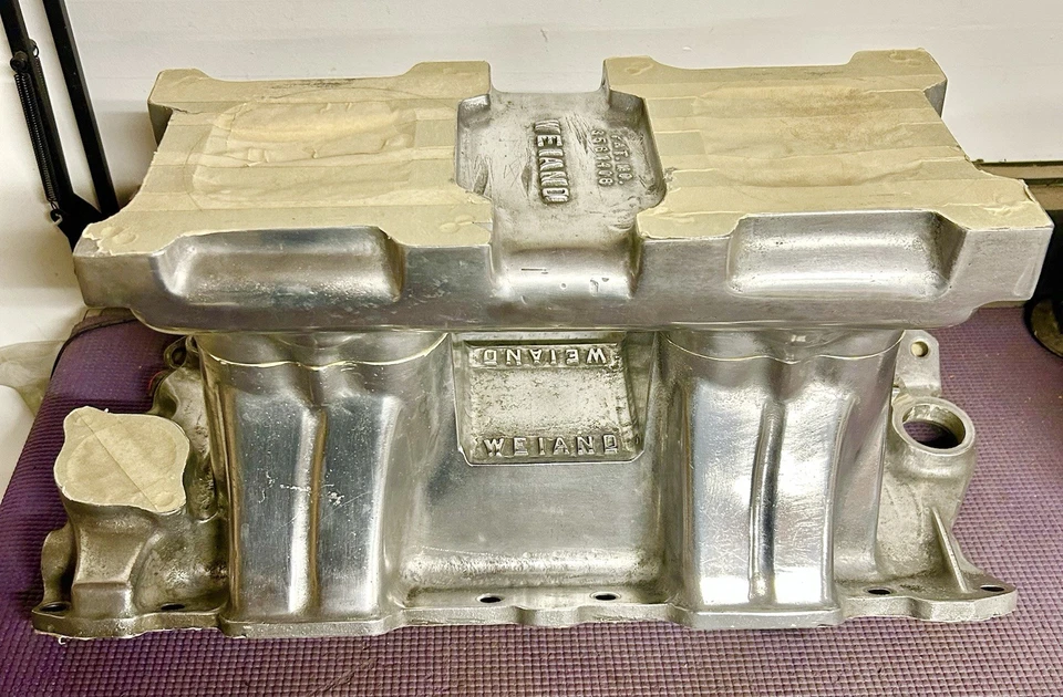 Weiand Polished Tunnel Ram Small Block Chevrolet 2x4 Dual Top NHRA Drag Race - image 1 of 4