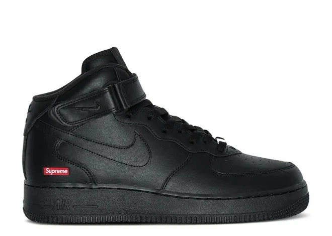 Nike Supreme x Air Force 1 Mid Box Logo - Triple Black for Sale