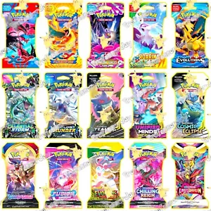 Pokémon TCG Karten XY Sm Swsh Sv Brandneu Verpackt Arm Booster Blister Packung - Picture 1 of 212