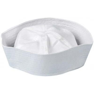 HENBRANDT SAILOR HAT WHITE DOUGHBOY MARINE Adult Cap Halloween Fancy Dress Party Costume