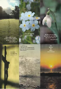 Julian Of Norwich Quotations x6 Bookmark Collection Crucifixion/Flowers/Nature - Picture 1 of 7