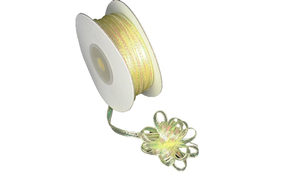 1/8" Nylon Iridescent LT YELLOW MAIZE Pull String Bow Ribbon 50 Yards (CLOSEOUT) - Image 1 of 1