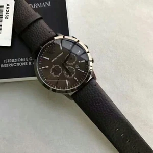 EMPORIO ARMANI BROWN LEATHER STRAP MEN'S WATCH AR2462  - Picture 1 of 2
