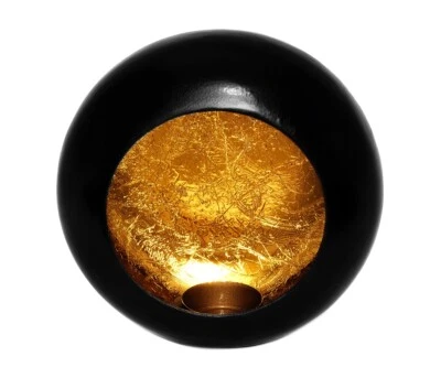 Teelichthalter schwarz Gold Rechaudkerzen Windlicht Metall Teelicht Wandteelicht - Bild 1 von 2