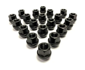 20x M12 x 1.5, 19mm Hex, Tapered Seat, Open Alloy Wheel Nuts (Black) Ford Focus - Picture 1 of 5