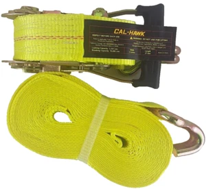 2"X27' RATCHET TIE DOWN/ Double J- HOOKS Heavy-Duty  Weather-Res. Webbing Straps - Picture 1 of 10