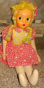 Vintage Cloth Body Hard Painted Mask Face 16" Doll Hinged Legs Dresses - Picture 1 of 4