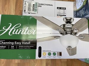 Hunter Channing 52 in. Brushed Nickel Ceiling Fan with Light & Remote Control