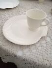 WEDGWOOD ETRURIA EDME NAUTILUS CREAM 2- 9” SHELL SNACK LUNCH PLATEs &  CUP SETS
