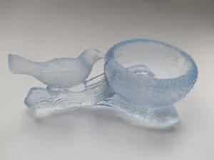 Fåglavik Glasbruk (1874-1980), Sweden salt cellar with Bird, Blue Glass Mini - Picture 1 of 9