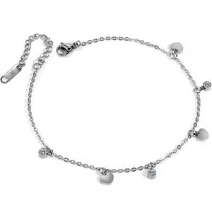 DAMEN FUßKETTE HERZ ANHÄNGER IN SILBER EDELSTAHL FUßKETTCHEN ZIRKONIA KETTE - Bild 1 von 5