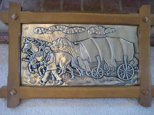 Huge Antique Germany 29" x 19" Embossed Pewter Picture with Oak Frame Very Nice - Picture 1 of 10