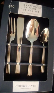 Drayton 24 Piece Cutlery Set. Churchgate.18/10 Stainless Steel. Dunelm.Fast post - Picture 1 of 5