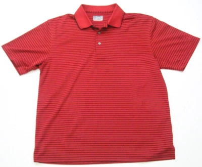 Large Champions Tour Red & Black Polyester Striped Polo Shirt Short Sleeve JJ11 - Image 1 of 4