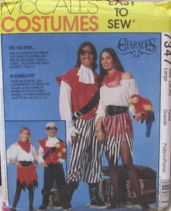 McCalls 7347 MEN WOMENS Adult 38-40 LG Pirate Halloween Costume Pattern UNCUT - Picture 1 of 2