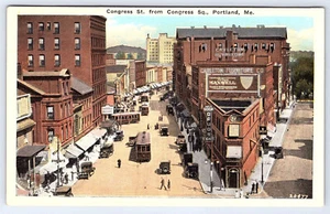 Portland Maine Congress Street Square Railway Trolleys postcard D286 - Picture 1 of 2