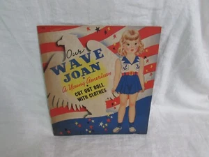 1943vtg BAMBOLE DI CARTA WWII patriottico militare americano Our Wave Joan 2 bambole NON TAGLIATE - Foto 1 di 5