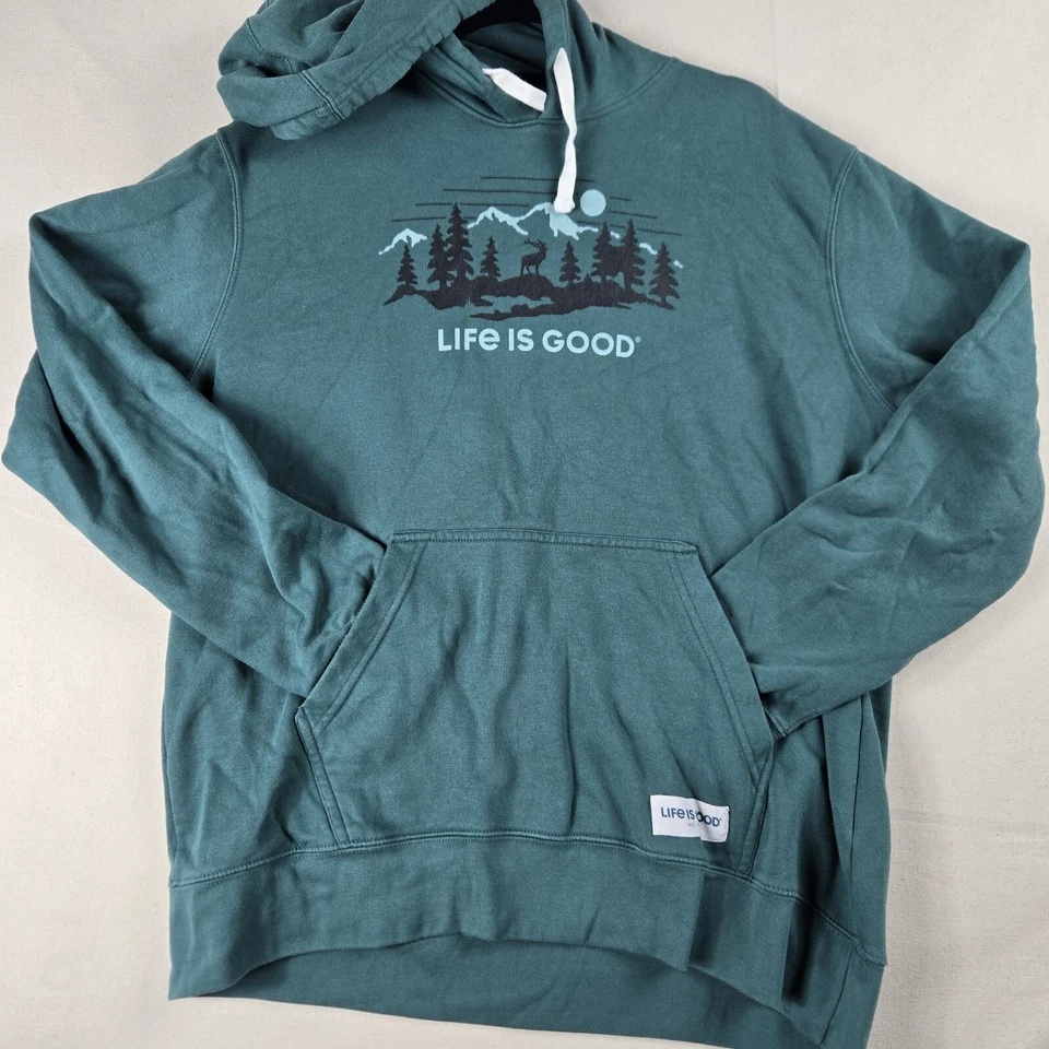 Life is Good USA Spread Good Vibes Sweatshirt Hoodie Men Large Graphic Logo Grn - Image 1 of 4