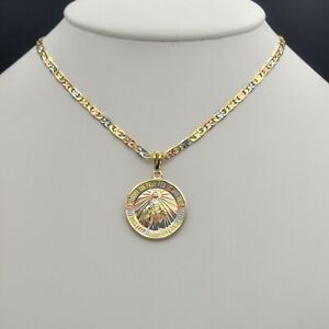 Tri Color Gold Plated Miraculous Medal Necklace Our Lady of Grace. La Milagrosa 