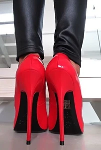 1969 Hecho en Italia Tacones Altos Estilo Anouk Zapatos de salón de cuero Rojo 35 - Imagen 1 de 12