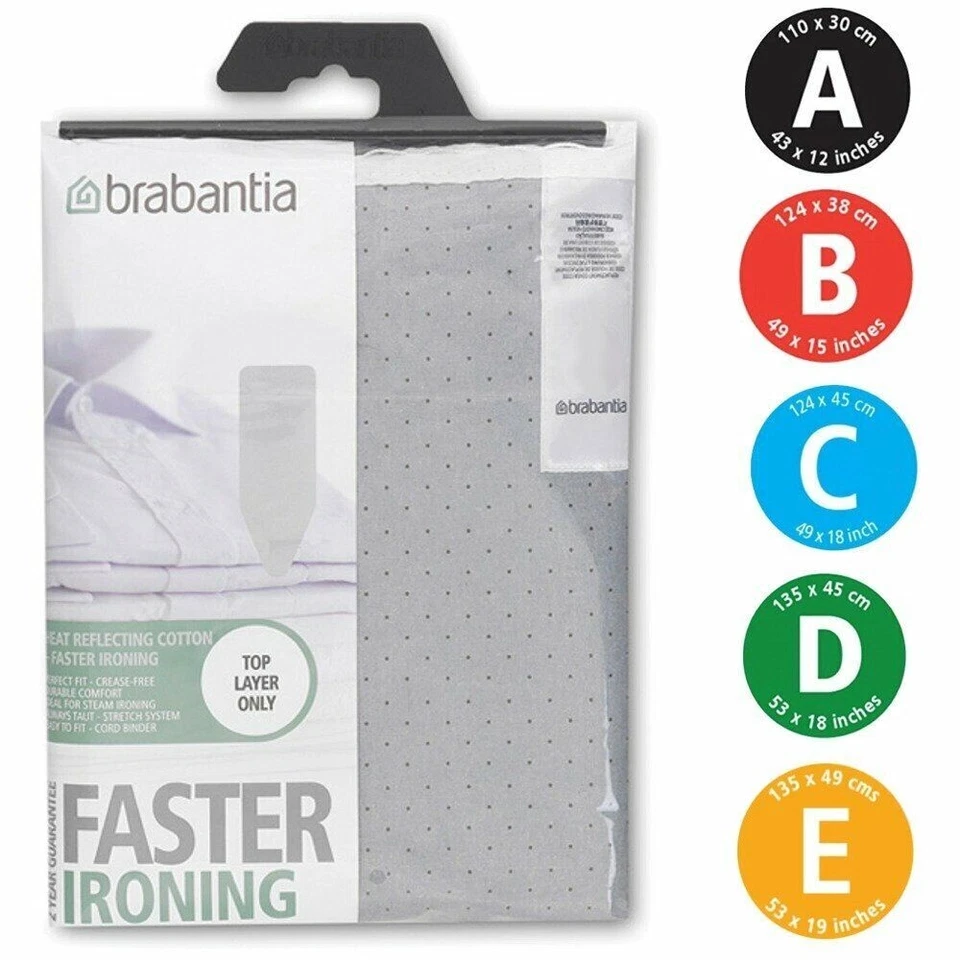 Brabantia Replacement Silver Heat Reflective Ironing Board Cover Size A B C D E