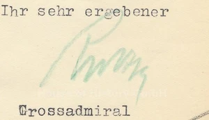 144670: Brief von Großadmiral Erich Raeder an Witwe des Generals F. Karmann 1939 - Bild 1 von 3