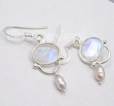 Venta Promocional | Pendientes FABULOSOS PIEDRA LUNAR Plata 925 Joyería 1.5" Foto 1 de 3