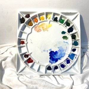 Grande tavolozza porcellana artista stephen Quiller 32 pozzi Jack Richeson 13" x 13" - Foto 1 di 10