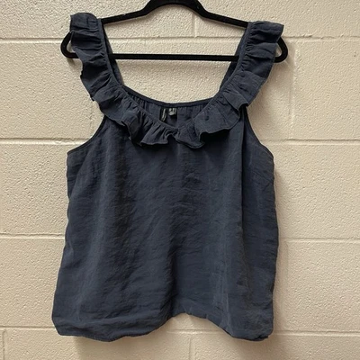 Camiseta sin mangas Vera Moda para mujer azul con volantes talla XL Foto 1 de 4