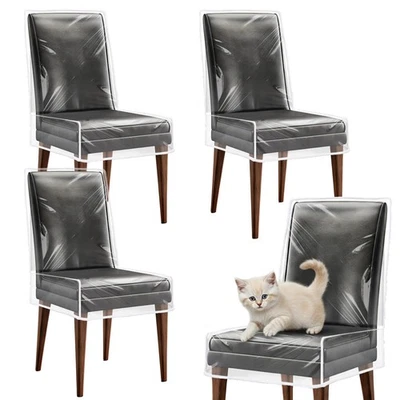 Paquete de 4 fundas de plástico para sillas, fundas para sillas de comedor impermeables sillas de cocina co... Foto 1 de 4