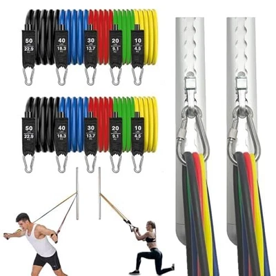 Adjustable Resistance Band Wall Anchor System for Home Gym with Rails & Car S... - Image 1 of 4