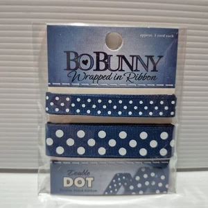 Bo Bunny "Dark Denim" Double Dot Ribbon 1 Yard Each Scrapbook Cards Craft - Picture 1 of 1