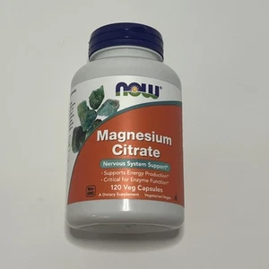 NOW Foods Magnesium Citrate 400 mg 120 Veg Caps Nervous System Support - Picture 1 of 5