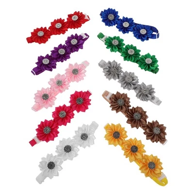Lot de 10 nœuds fleuris pour chien, colliers floraux ajustables pour - Photo 1/4