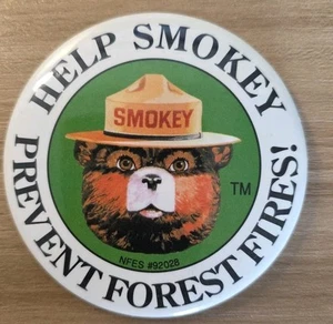 Vintage Pinback Button Help Smokey The Bear Prevent Forest Fires Pin RARE - Picture 1 of 1